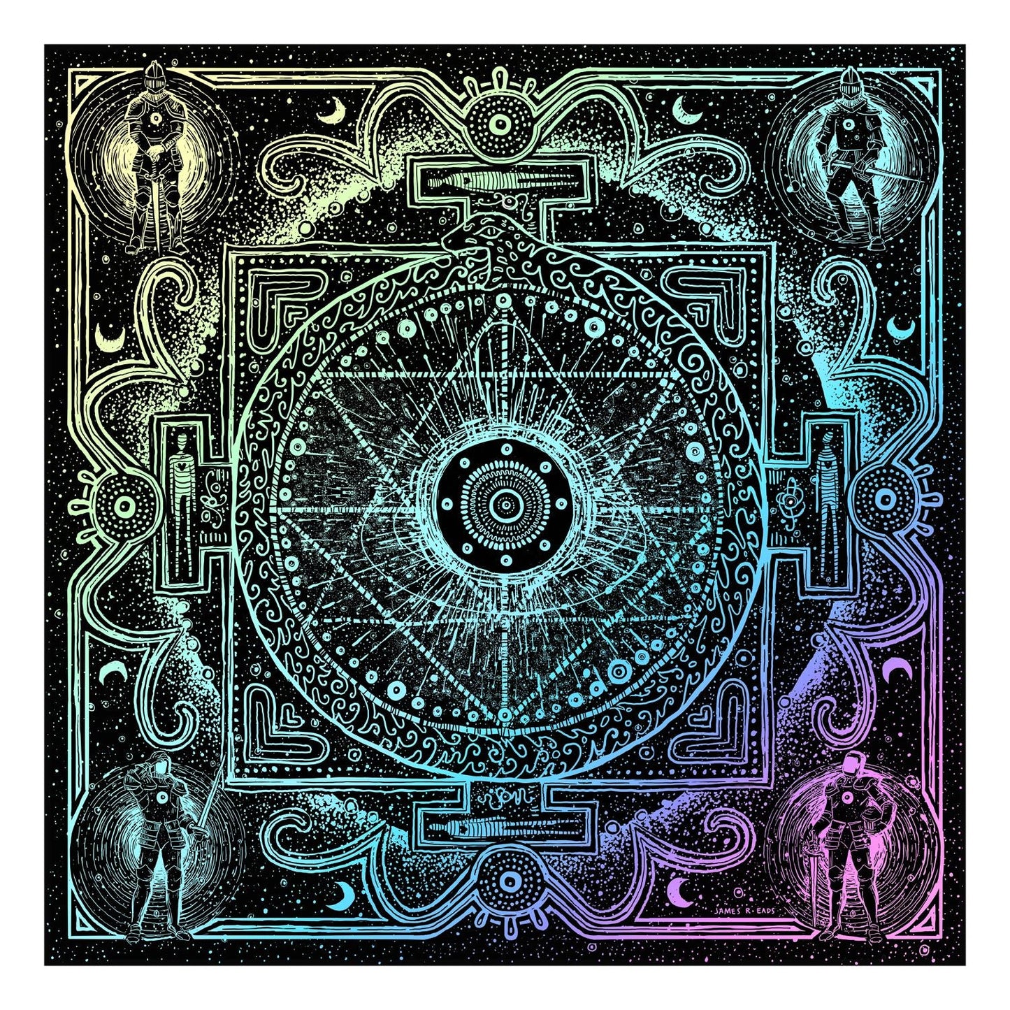 The Heart Mandala (Rainbow Foil Edition of 25) Print James R. Eads