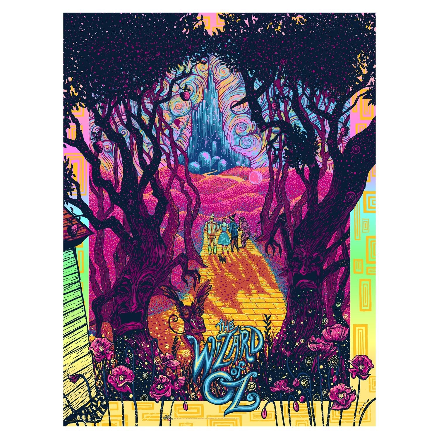 Poppies Pink Variant (Rainbow Foil AP Edition of 10) Print James R. Eads
